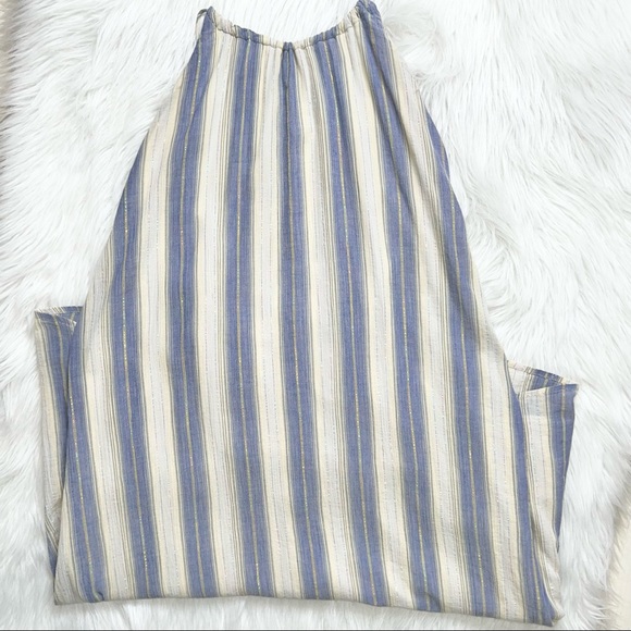 SOLD-Urban Outfitters Striped Chambray and Cream Midi Halter SunDress - Picture 12 of 15